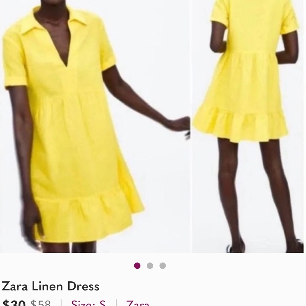 Zara Yellow linen Mini Dress
